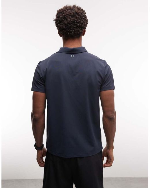 4505 Blue Quick Dry Performance Polo With Zip Neck for men