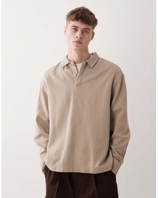ASOS Natural Oversized Overhead Textured Shirt for men