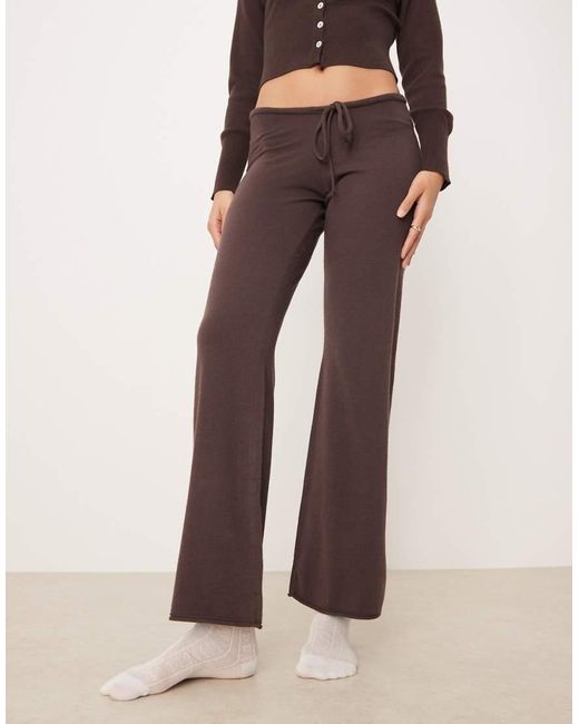Gina Tricot Natural Co-ord Straight Leg Drawstring Fine Knitted Trousers