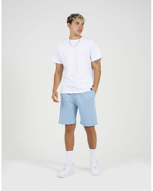 Brave Soul Blue Cotton Jersey Elasticated Shorts for men