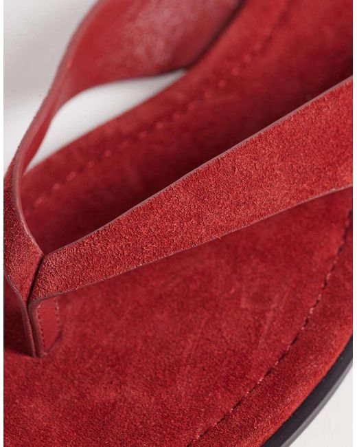 Nobody's Child Red Real Suede Thong Flat Sandal