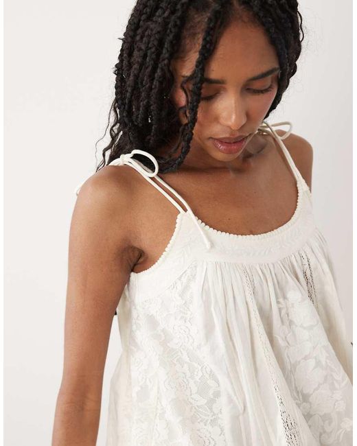 Miss Selfridge White Embroidered Cami Top Co-ord