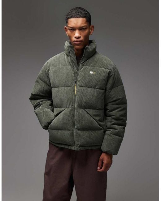 Tommy Hilfiger Gray Cord Puffer Jacket for men