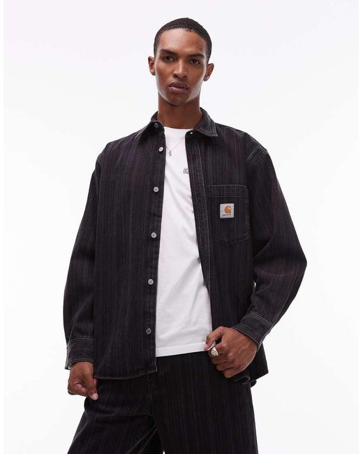 Camisa Vaquera Negra A Rayas Rylan De (Parte De Un Conjunto) Carhartt de hombre de color Blue