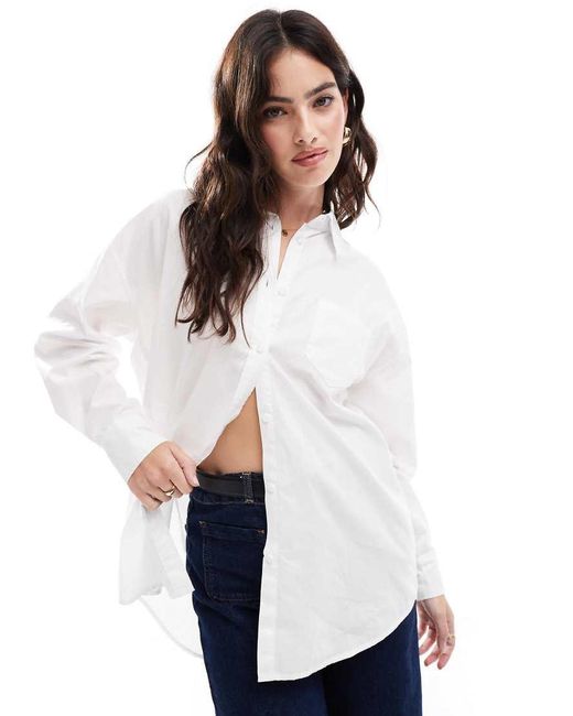 Camisa Blanca Extragrande De Popelina De Cotton On Cotton On de color White