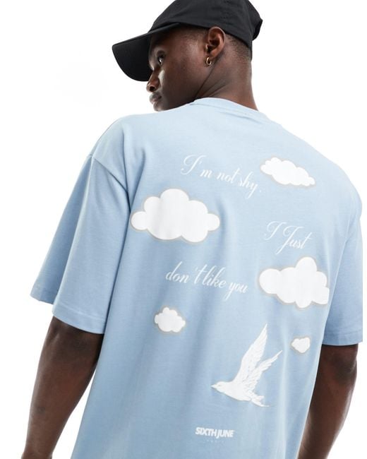 Sixth June Blue Cloud 9 Loose Fit T-shirt for men
