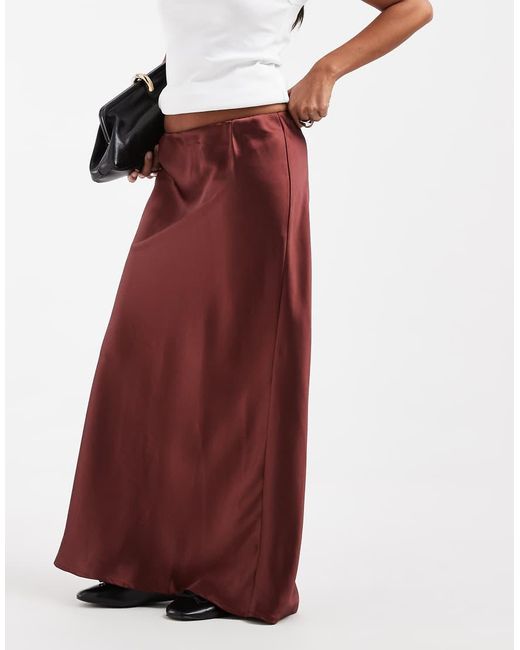 ASOS Red Asos Design Petite Satin Bias Maxi Skirt