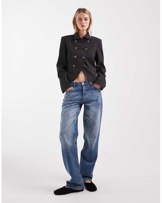 ASOS Blue Shrunken Drummer Style Jacket