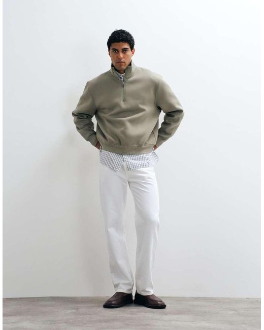 ASOS Gray Relaxed Boxy Funnel Half Zip for men