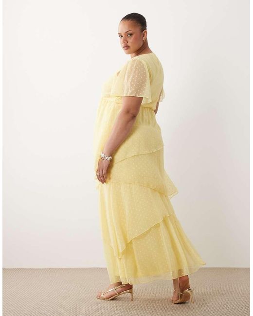 Vila Curve Metallic Tiered Dobby Ankle Dress