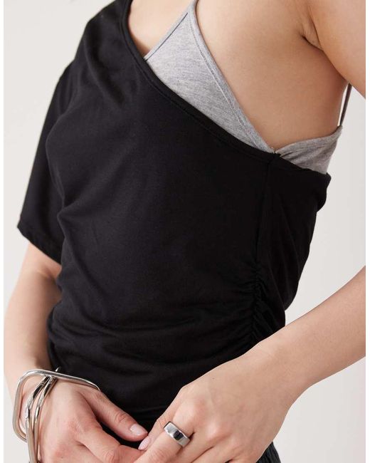 Collusion Black Double Layer Off-Shoulder Cami