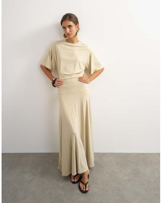 TOPSHOP Natural Jersey Dropped Waist Maxi Dress