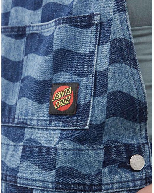 Santa Cruz Denim Tuinbroek Met Logo En Dambordmotief in het Blue