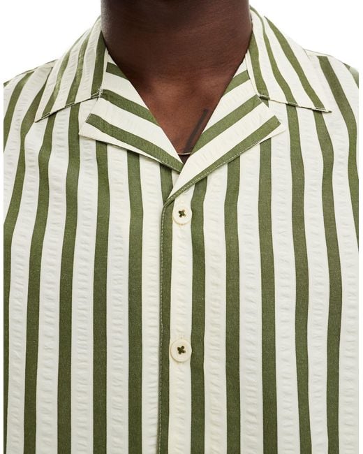 River Island Metallic Seersucker Striped Shirt for men