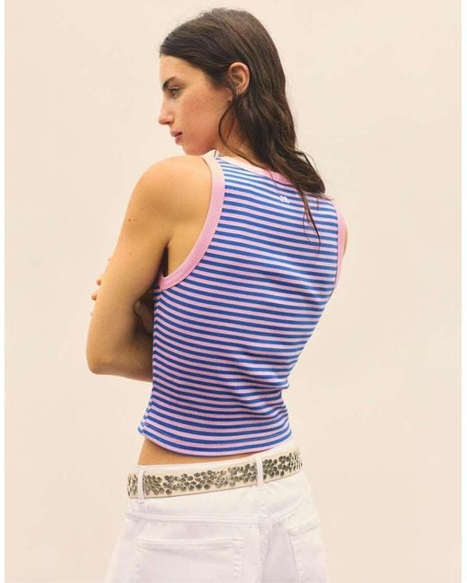 Pull&Bear Blue Striped Tank Top