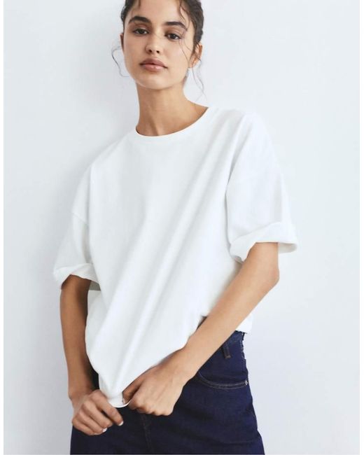 Pull&Bear White Oversize Short Sleeve T-shirt