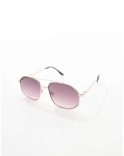 ASOS Metallic Aviator Sunglasses With Matte Frame And Purple Gradient Lens for men
