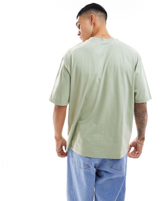 T-shirt oversize avec poche devant - délavé ASOS pour homme en coloris Green