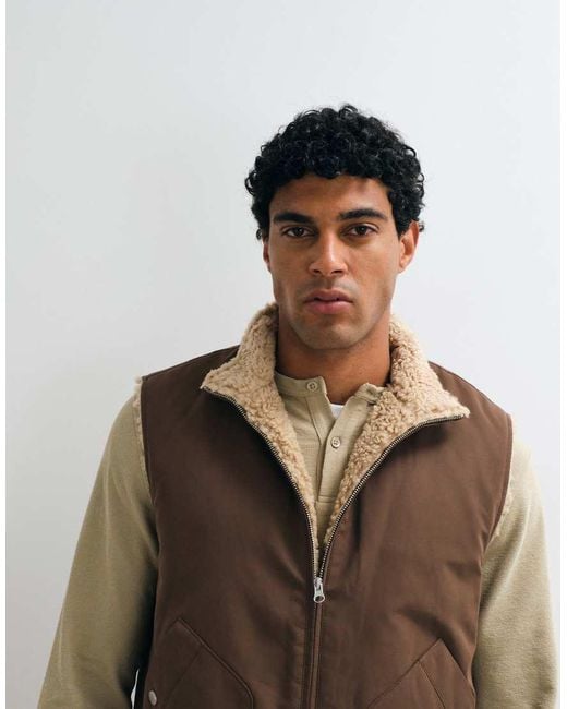 ASOS Brown Borg Lined Gilet for men