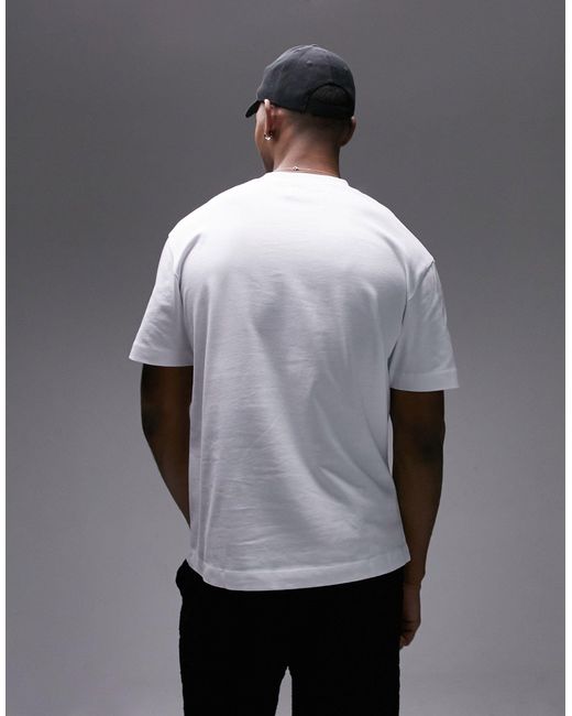 T-shirt oversize premium bianca con stampa di arancia stilizzata di Topman in Gray da Uomo