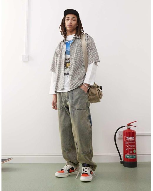 Aape By A Bathing Ape White Aape By A Bathing Ape Loose Fit Carpenter Jeans for men