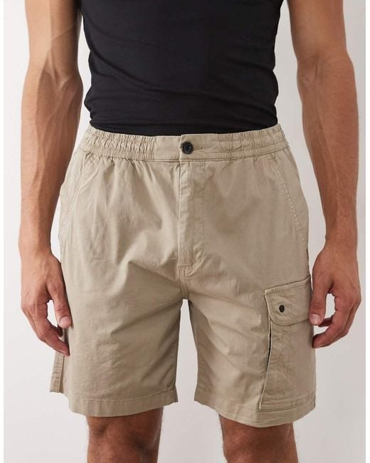River Island Natural Cargo Shorts for men