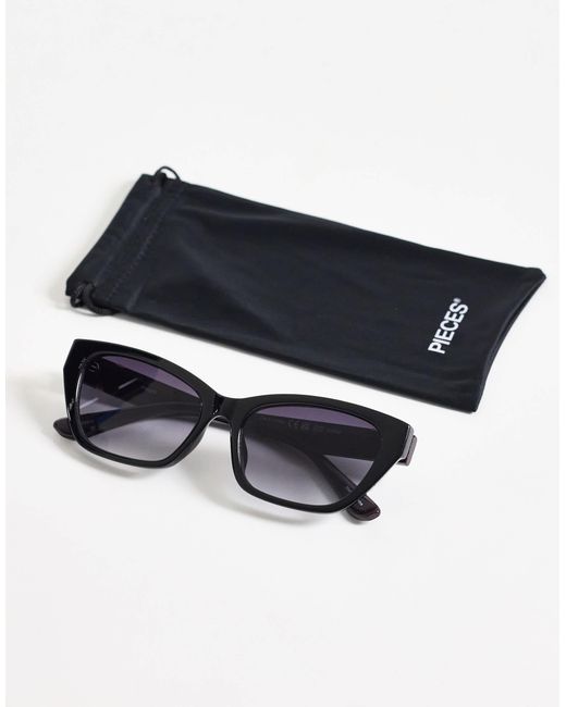 Pieces White Rectangular Sunglasses