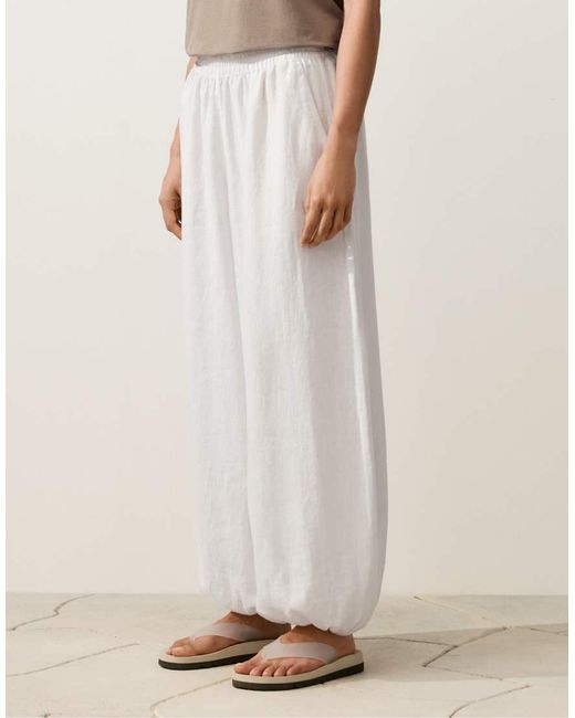Oysho Natural 100% Linen Bloomer Trousers