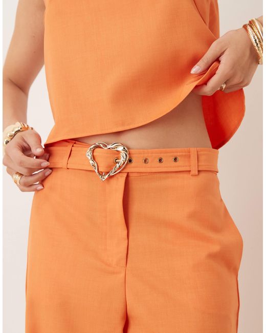 Sister Jane Orange Heart Belt High Waisted Trousers for men