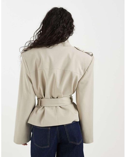 ASOS Natural Extreme Shoulder Crop Trench