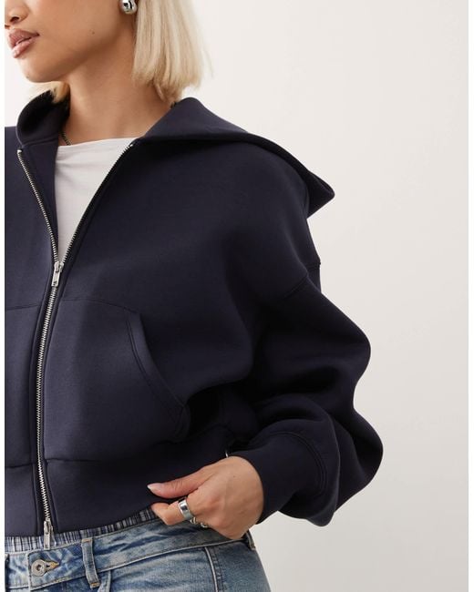Weekday Blue Oversized Boxy Fit Zip Through Hoodie