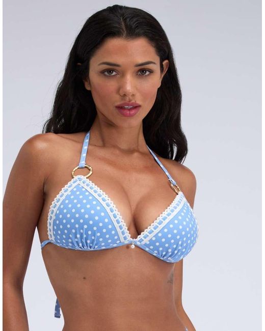 Boux Avenue Blue Casablanca Push Up Triangle Bikini Top With Hardware