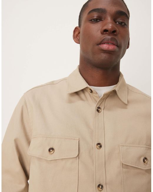 ASOS – baumwoll-hemdjacke in Natural für Herren