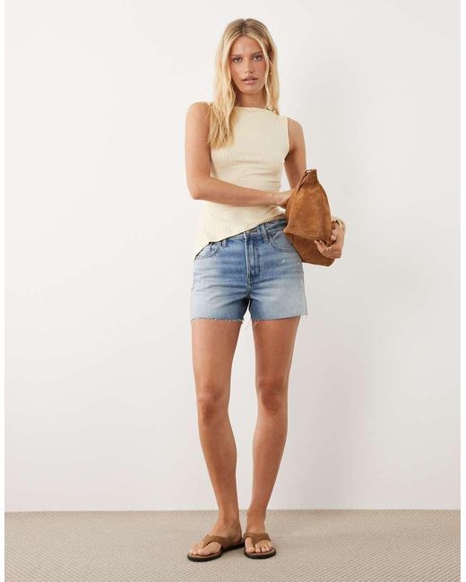 ASOS Blue Sleeveless With Slash Neck And Asym Hem Top