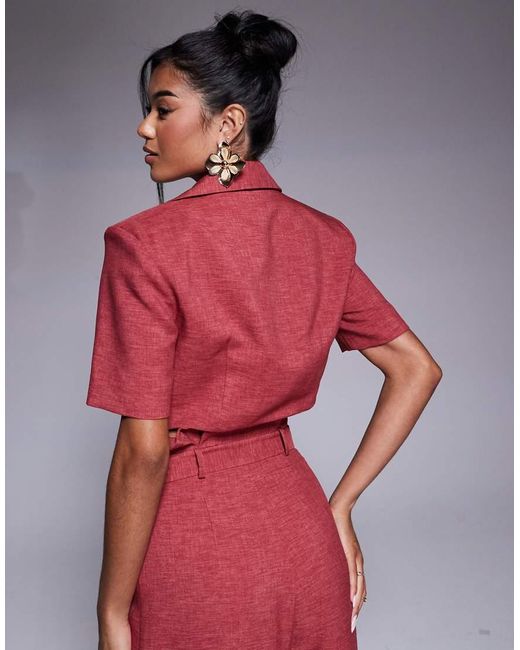 ASOS Cropped Overhemd Met Korte Mouwen in het Red