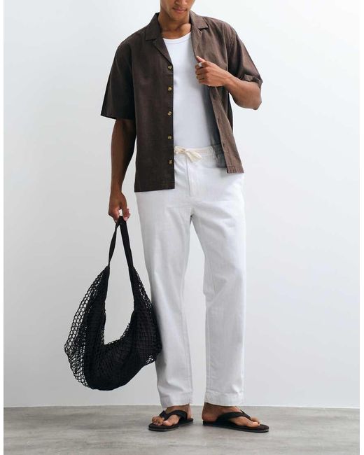 Mango White Straight Trouser for men