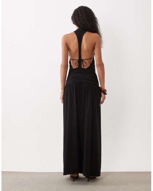 ASOS White Racer Drop Waist Open Back Tie Midi