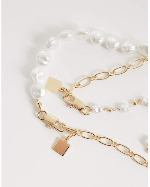 ASOS White Pack Of 2 Mini Freshwater Faux Pearl Necklace
