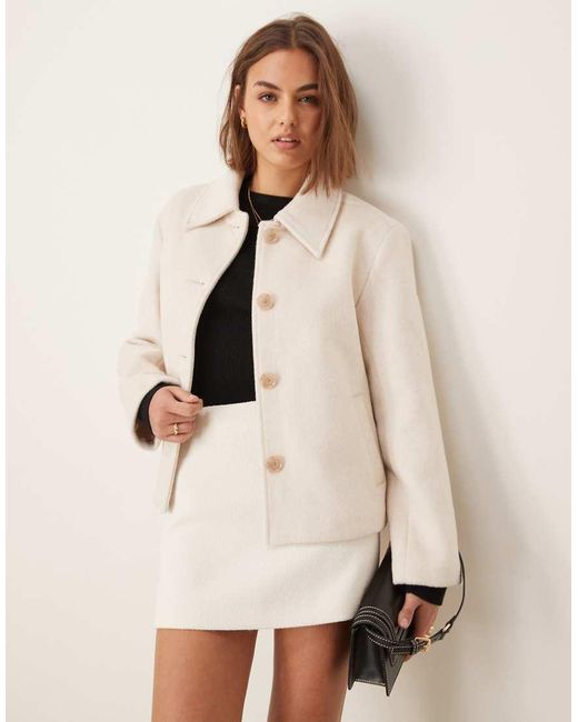 Abercrombie & Fitch Natural Short Wool Coat