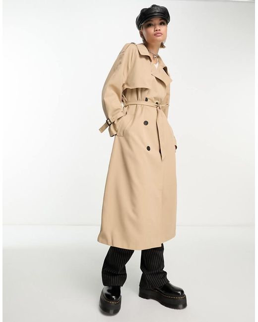 ONLY Natural Double Breasted Trench Coat