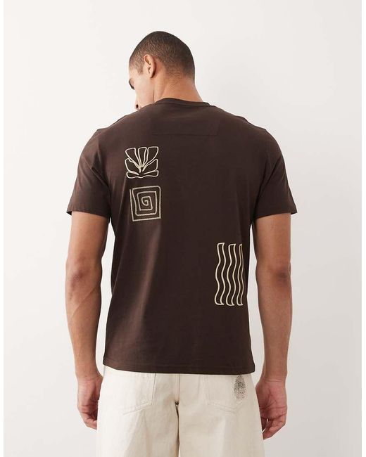 Threadbare Brown Back Print T-shirt for men