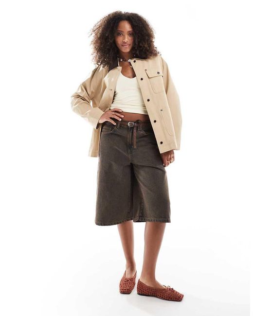 ASOS Natural Clean Cord Collar Barn Jacket
