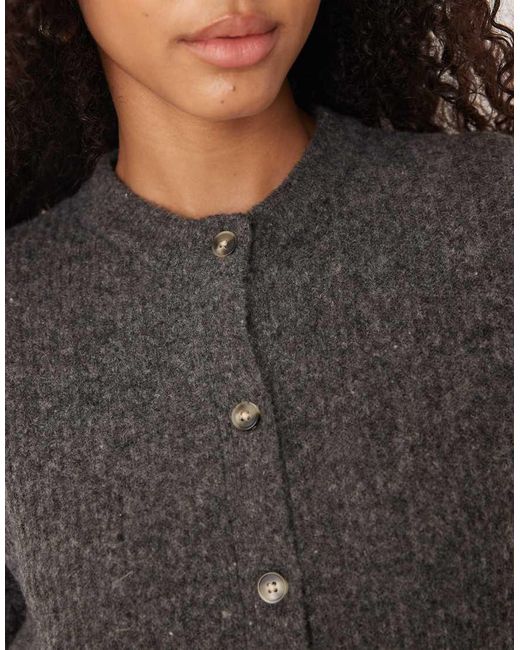 ASOS Gray Wool And Alpaca Waisted Cardigan