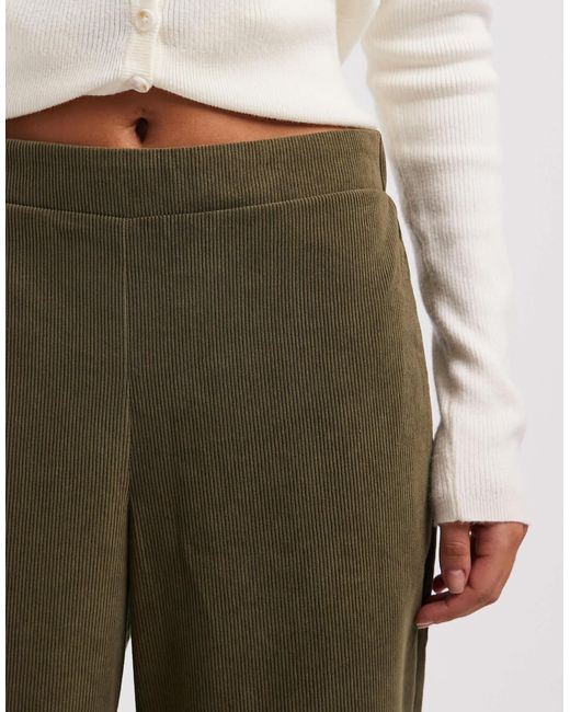 Vero Moda Green Soft Mini Cord Wide Leg Pull On Trouser