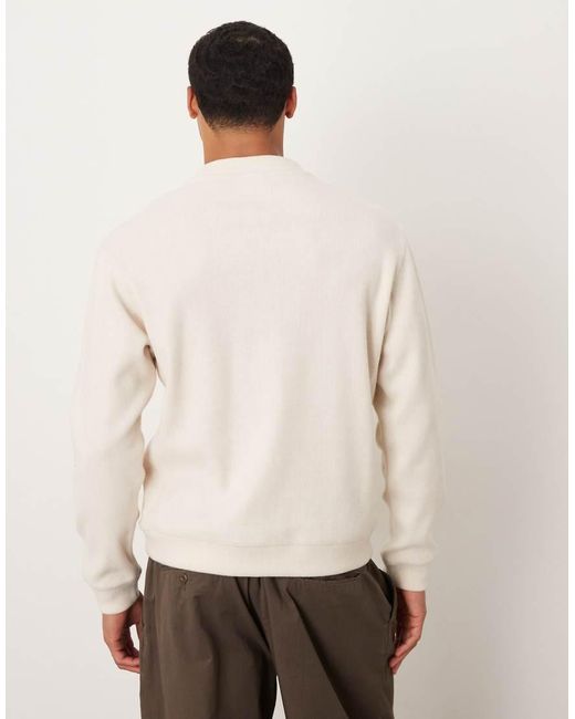 Mango White Compact Knit Mock Neck Jumper for men