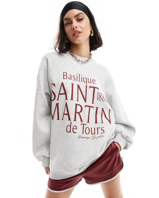 ASOS White Raglan Sweatshirt With Saint Martin Graphic