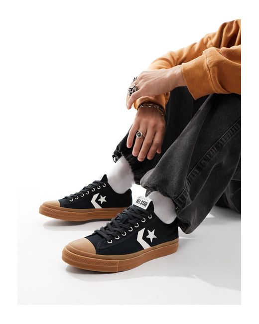 Converse Black Star Player 76 Ox Sneakers With Gum Sole