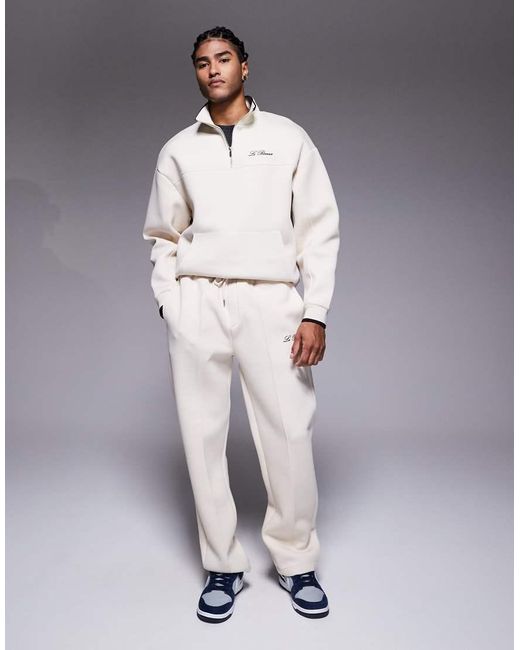 River Island Gray Premium 1/4 Zip Sweatshirt Co-Ord for men