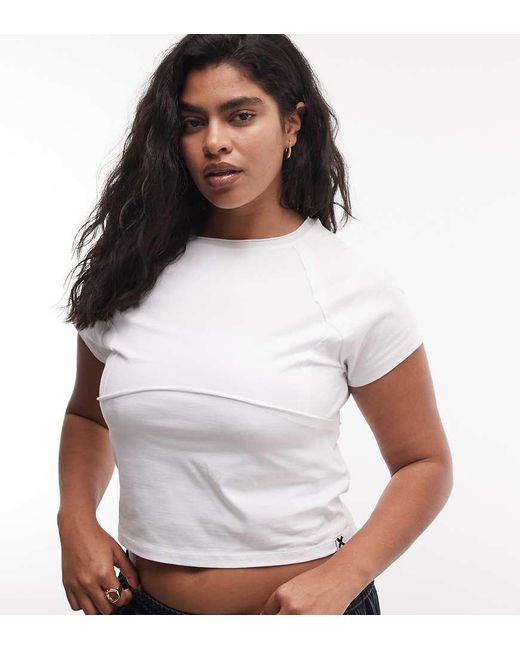 Collusion White Plus Exposed Seam Raglan T-shirt