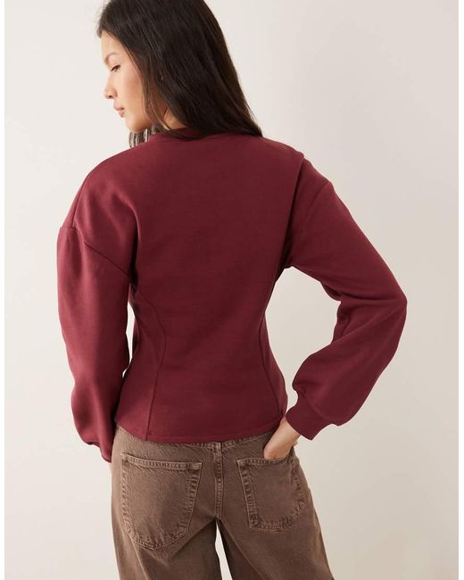 ASOS Red Cinched Detail Rib Insert Sweat